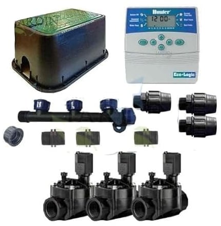 Suinga KIT RIEGO AUTOMATICO 3 Zonas de Riego para riego electrico. Conjunto de Temporizador + Electroválvulas + Accesorios de instalación