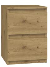 ADGO Malwa M2 Nachttisch, Nachtkommode mit Zwei Schubladen, Nachtschrank, Beistelltisch, Couchtisch, für Schlafzimmer, Wohnzimmer, Kinderzimmer, Schrank Neben Bett zu Stellen (Artisan Eiche)
