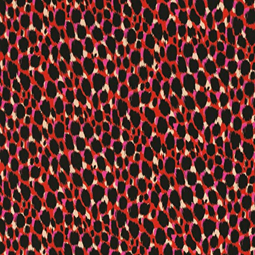 Doppelmoppel Viskose Stoff Viskose Meterware Leoprint Farbkleckse, Swafing Carla rot | 17,40 EUR/m