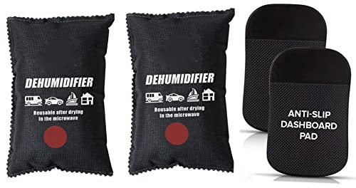 ADEPTNA Multi-Purpose Dehumidifier Bags 2 x 300g with non-slip mats for Car Van caravans Home Office Moisture Damp Killer Absorber Reusable
