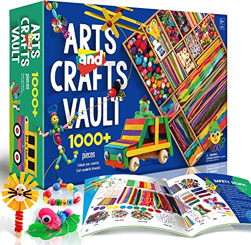 EDUMAN Arts and Crafts Kit for Kids - 1000+ Piece Craft Box, Creative DIY Craft Kits for Boys & Girls Aged 6-13, Craft Supplies for Kids