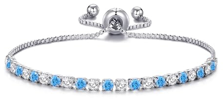 Philip Jones Silver Plated Adjustable Blue Tennis Bracelet Created with Zircondia® Crystals
