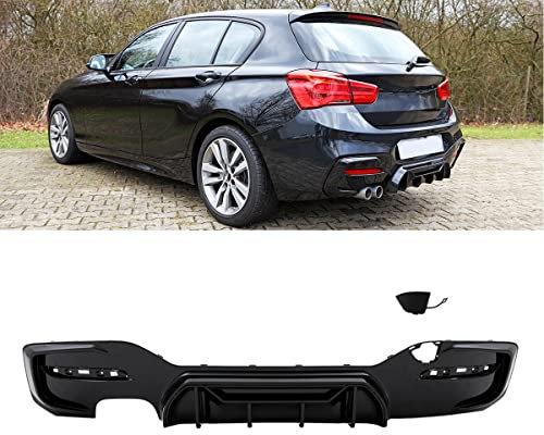 DM Autoteile 19008 Sport Competition Performance Diffusor schwarz Glanz 2-Rohr Links kompatibel für BMW 1er F20 F21 LCI M-Paket ab 2015