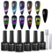 MIZHSE Cat Eye UV Cel Nagellack Set 6 Farben 9D Cat Eye Gel Nail Polish UV Gellack Cateye UV Gel Cat Eye Gel UV Nagellack Glitzer Reflektierend Schwarz Gelnägel mit Magnetstift DIY Nagelstudio 10ml