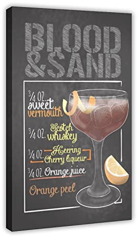 JDRC Blut und Sand Cocktail Leinwand Poster Wandkunst Dekor Druck Bild Gemälde für Wohnzimmer Schlafzimmer Dekoration Rahmen: 50 x 75 cm