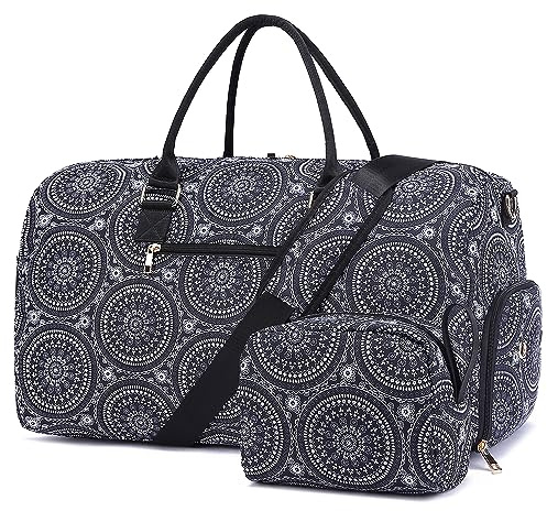 Sac de Voyage Femme Sac de Sport, Sac Maternité pour Maman avec Compartiment à Chaussures et Trousse de Toilette Grand Mommy Weekend Travel Cabine Bag