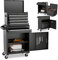 COSTWAY Large Rolling Tool Cabinet, 2-in-1 Detachable Metal Tool Chest with Drawers, Wheel, Handle, Hooks & Pegboard, Lockable Tool Box Trolley for Garage Workshop (with Adjustable Shelf, Black)