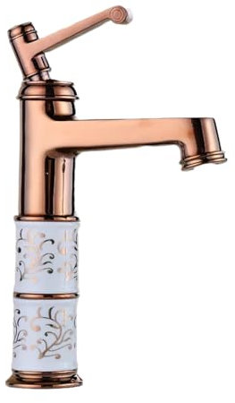 Robinet Lavabo De Salle De Bains Bassin En Cuivre Doré, Robinet De Lavabo Chaud Et Froid, Lavabo Domestique Surélevé Au-Dessus Du Robinet De Lavabo, Or Rose 2 Sections