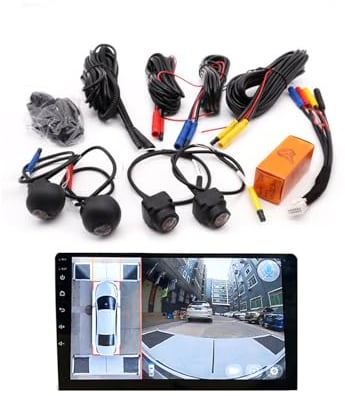 YLOXFW 3D Car 360 Degree Panoramic Camera AHD 1080P Starlight Visión nocturna Front+Rear+Left+Right 360° Kit de cámara para coche Android GPS Navigation Radio Stereo