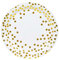 BOKFJBP 50 Pack Party Plates, 9 inch White and Gold Dessert Plate Set Disposable Dinner Plates Party Tableware for Wedding Graduation Birthday Baby Shower New Year Festivals Decorations