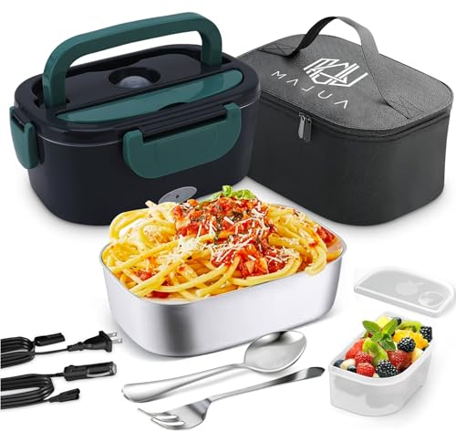 AULAM ® Fiambrera Electrica 3 En 1 220V+12V Calentador de Comida para Coche Camión y Trabajo Portatil Termo Comida Caliente Acero Inoxidable 1.5L 60 W
