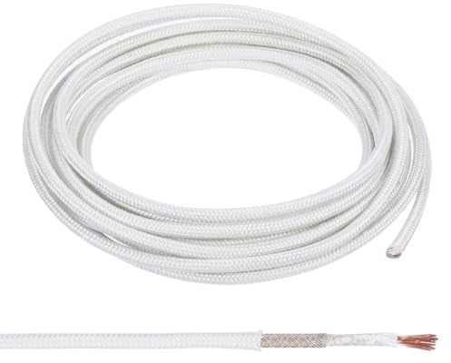 PATIKIL 14.8Ft 11 AWG High Temperature Wire, -60-350 Degrees Celsius Mica Glass Fiber Electronic Wire Insulated Heat Resistant Electronical Flexible Cable for Lamp Boiler Heater, White
