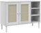 vidaXL Sideboard, Kommode mit 5 Fächern 2 Türen, Highboard Wohnzimmerschrank mit Rattan-Optik, Schrank Anrichte Beistellschrank, Weiß Kiefernholz