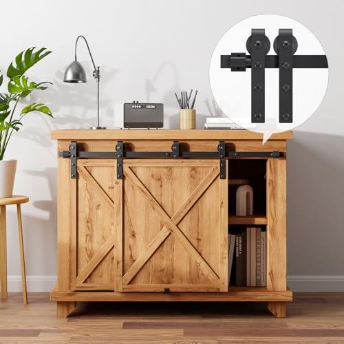 AONAYIOA 122 cm - Kit complet de matériel pour porte coulissante - Sans bruit - Pour meuble TV à une porte - Petite armoire (pas de porte d'armoire)