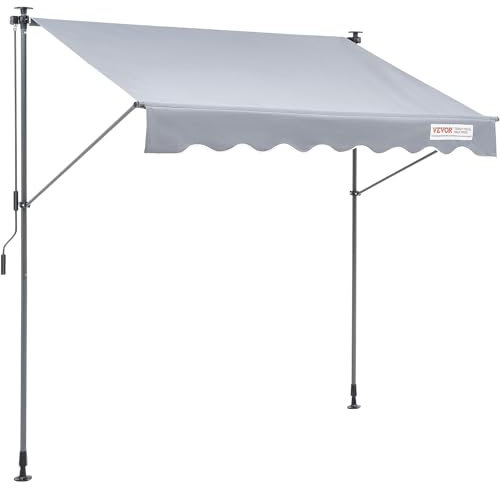 VEVOR Manual Retractable Awning, 78 Outdoor Retractable Patio Awning Sunshade Shelter, Adjustable Patio Door Window Awning Canopy with 39 Sun Shade Curtain for Backyard, Garden, Balcony