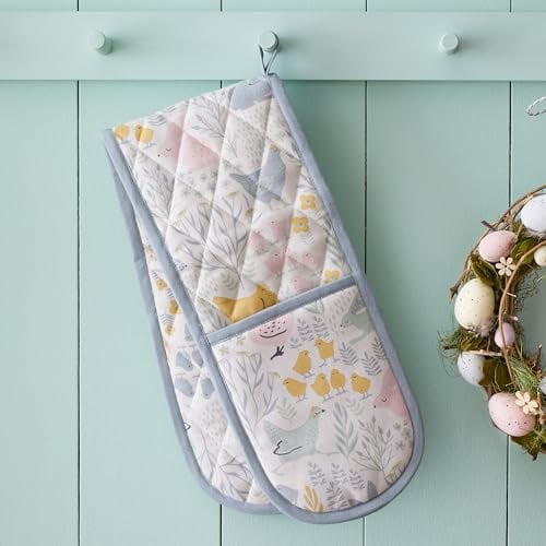 Catherine Lansfield Kitchen Cottage Friends 18x88cm Double Oven Glove Natural