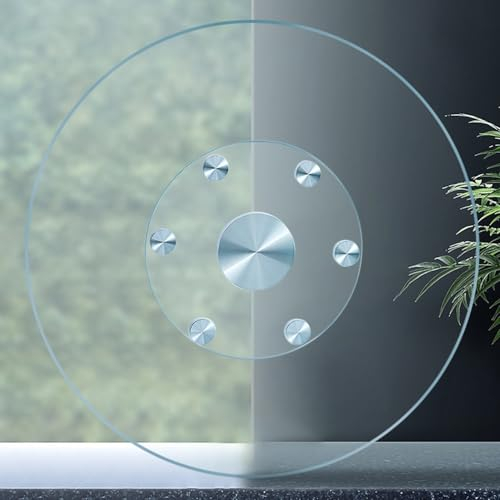 Plato Giratorio Tartas para Servir y Decorar Bandeja giratoria transparente de vidrio templado Lazy Susan con ruedas auxiliares, plato giratorio de 60 cm, 70 cm, 80 cm, 90 cm, 100 cm, bandeja para se