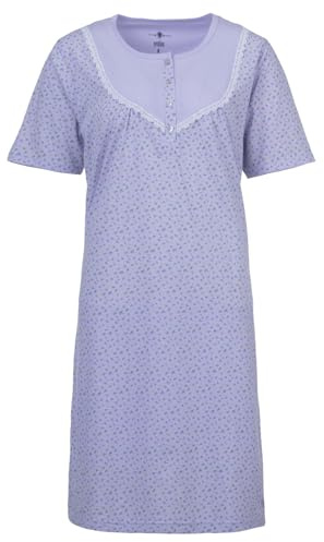 Zeitlos Nachthemd Damen Kurzarm Mille Fleur Spitze Knöpfe M-6XL Knopfleiste Schlafshirt