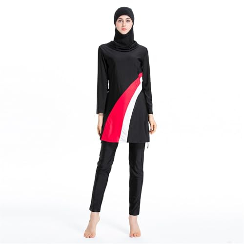 LOJTLPRT Muslimische Damen-Badeanzüge, konservative, islamische Bademode, volle Abdeckung, langärmelig, Strandmode, Hijab + Oberteil + Hose, C, L