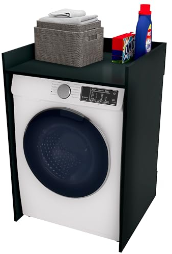 defiPad Waschmaschinenschrank für Waschmaschine oder Wäschetrockner | Stylisch und praktisch Waschmaschine Trockner Schrank | Waschmaschinenregal | Waschmaschinenüberbau | 66x97x62 cm (Schwarz)