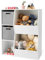 DREAMADE Kinderregal mit 5/9 Ablage und 2/3 Stoffbox, Aufbewahrungsregal Bücherregal für Kinder, Spielzeug-Organizer, Spielzeugregal für Kinderzimmer Spielzimmer und Kindergarten (Weiß+Grau, 5 Ablage)
