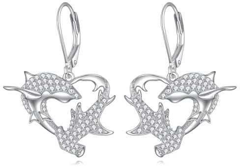 Vadmans Hai Baumeln Ohrringe für Damen Sterling Silber 925 Hai Tropfen Ohrringe Schmuck Geschenk für Mädchen