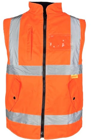 Hi-Vis Reversible Bodywarmer: Conforms to EN20471 (Class 2) & Rail (M, Orange)