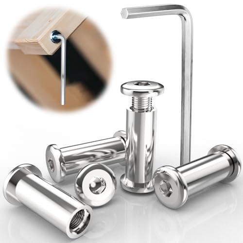 30 Stück Verbindungsschrauben M4x30 (15xHülsenmutter,15xMöbelverbinder) Edelstahl A2 V2A Schrankverbinder Möbelschrauben Hülsenschrauben mit Innensechskant,Sechskantschlüssel Wird für Möbeln,Schränken