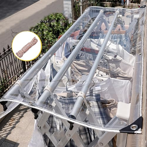 NIANXINN Plane Transparent mit Ösen,0,35mm wasserdichte PVC Klare Abdeckplane,Reißfest,Wetterfeste Regenschutz Plane,Kunststoffplane für Gartenmöbel,Terrasse,Pavillon,Anpassbar (170cm x 120cm)