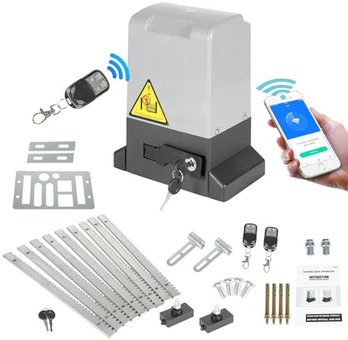 Yugodex Schiebetorantrieb Torantrieb Schiebetor automatischer Toröffner mit 2 Fernbedienungen,Infrarotsensor. WIFI Bluetooth App, Automatischer Schließmechanismus, 550W, Bis 1200kg.IP44