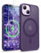 ORETECH Magnetica Opaca Cover per iPhone 14,Custodia iPhone 13 con 2X Vetro Temperato per Cellulare Protettiva Antiurto Protezione Militare Custodia per iPhone 14/13-Viola Scuro