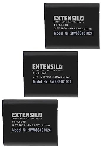 EXTENSILO 3 x Battery Compatible with OM System Tough TG-7 Camera (1050 mAh, 3.7 V, Li-Ion)