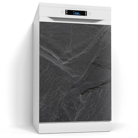 DEQORI Magnetfolie für Spülmaschine 60x80 cm | Motiv Schiefersteinoptik | dekorative Magnetmatte Geschirrspüler Schutz | Magnet Deko-Folie selbstklebend, magnetisch & wasserabweisend