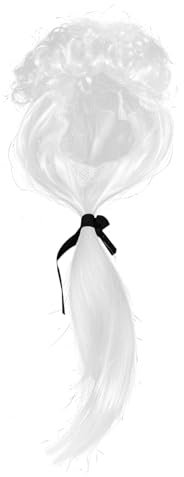 Housoutil Richter-Perücke Weiße Anwaltsperücke Richter-Gerichtsanwalt-Cosplay-Perücke Gründervater-Perücke Barockes Langes Lockiges Haar