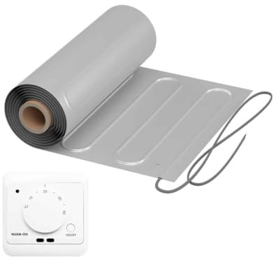 Calefacción eléctrica por suelo radiante: Estera calefactora de dos núcleos con lámina de aluminio WARMON ALU 150 W/m², parqué, laminado con termostato AC3082H analógico, blanco, termostato: AC3082H,