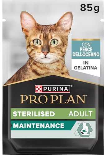 Purina Pro Plan Sterilised Nassfutter für Erwachsene Katzen, sterilisiert, in Gelee, Meeresfisch, 26 Beutel à 85 g