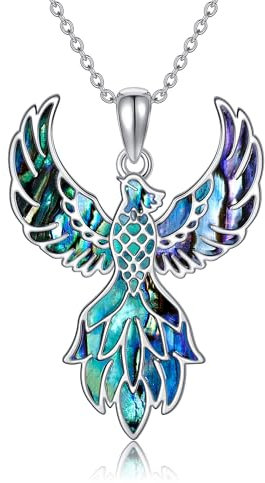 DAYLINLOVE Phönix Halskette S925 Sterling Silber Abalone Shell Phoenix Anhänger Halskette Phoenix Schmuck Geschenke für Frauen Mom Wife