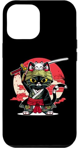iPhone 12 Pro Max Japanese Art Cat Ninja Ukiyo-e Anime Style Samurai Cat Case