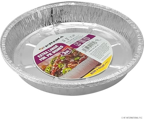 Pack of 21 Extra Large Aluminium Round Foil Pans | Disposable Baking Trays | Ideal for Pies, Quiche, Pastries and Cakes