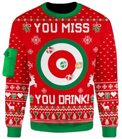 ACEPrints Lustige, hässliche Weihnachts-Sweatshirts für Männer und Frauen, Polyester-Sweatshirt, Lustiges Weihnachtsspiel, XXX-Large