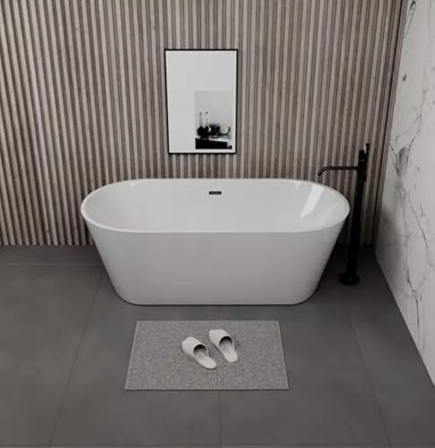 Freestanding Bath Double Ended Bathtub Deep in White or Black Includes Waste 1600mm 1700mm (White 1700mm)