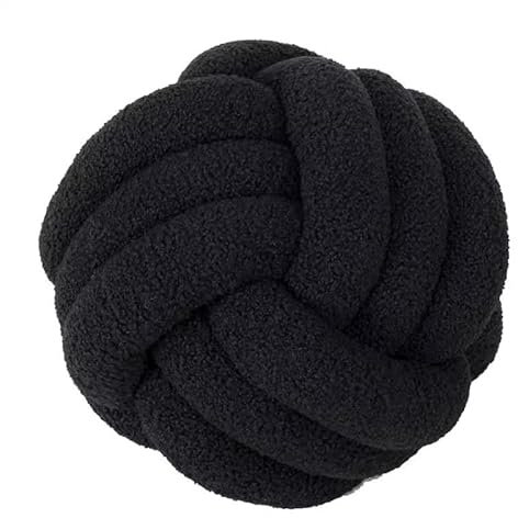 LVYWEX Knotenkissen, Schafwolle Zierkissen Geflochten Dekokissen Flauschig Home Bedding Kopfkissen SofaKissen Wurfkissen Niedliche Plüschtier(Black,28cm)