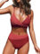 CUPSHE Damen Bikini Set Crossover V Ausschnitt High Waist Tank Bikini Bademode Farbblock Elegant Zweiteiliger Badeanzug Swimsuit Burgunderrot/Ziegelrot L