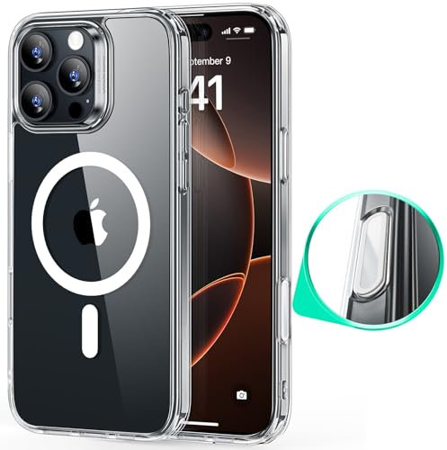 ESR Cover per iPhone 16 Pro Max, Controllo della fotocamera, Compatibile con MagSafe, Protezione antiurto di livello militare, Custodia magnetica e ibrida, Classic (HaloLock), Trasparente