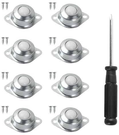 8 Stück Kugelrollen Möbelrollen, Klein Nylon Kugelrollenlager, Bearing Klein Kugelrolle Lenkrollen mit 16 Schrauben, Schwerlast Kugelrollenlager für Möbel, Maschinen, Spielzeug
