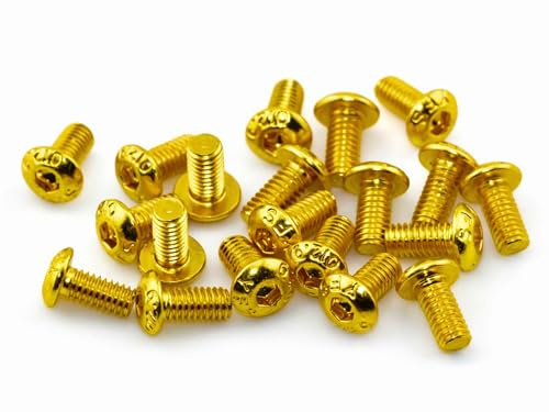 Linsenkopfschrauben M3x6 Innensechskant 20 Stück Stahl 12.9 - rcbay | ISO7380 goldene TiN Beschichtung ISK