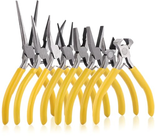 ASelected 8 PCS Jewellery Pliers Kit,Jewellery Making Set with Needle and Round Nose Plier,Wire Cutter,Diagonal-Nosed Pliers,Wire Cutters,Flat and Top-Cutting Pliers