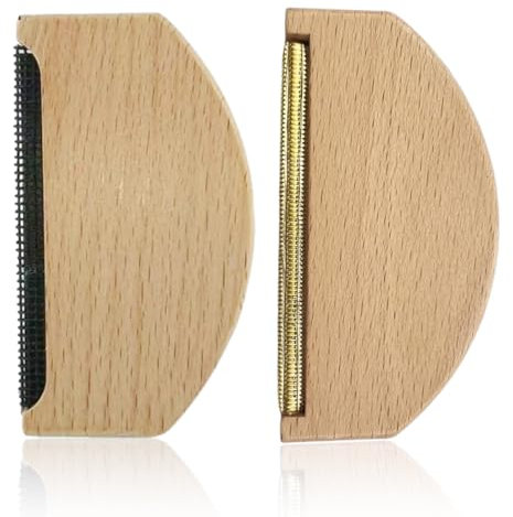 OUDQFCJ Peine de Cachemira de 2 Piezas, Quitapelusas de Suéter, Herramienta de Madera para Quitar Pelusas de Tela, Cepillo de Ropa Portátil para Quitar Pelusas de la Ropa (Negro, Dorado)