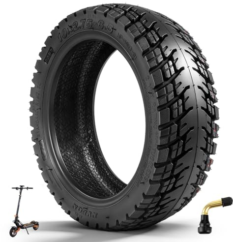 10 x 2,75-6,5 Tubeless Reifen für Kukirin G2/G3/M4 Max/A1 Roller (1 Stück) | Off-Road Vakuum Reifen, 10 Zoll, Mit Gebogener Düse, für Kukirin G2 Master 2025 / G2 Ultra / Urban Glide E-Cross