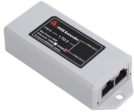 1 In 2 Out Gigabit Poe Extender, 2 Port Langstreckenpoe Repeater, Support IEEE802.3AF/AT mit 1000 Mbit/s, für IP -Kameras, Telefone, Telefone